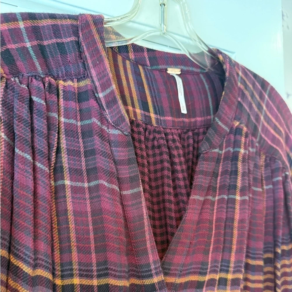Free People Come On Over Plaid Button Down Top in Size XS